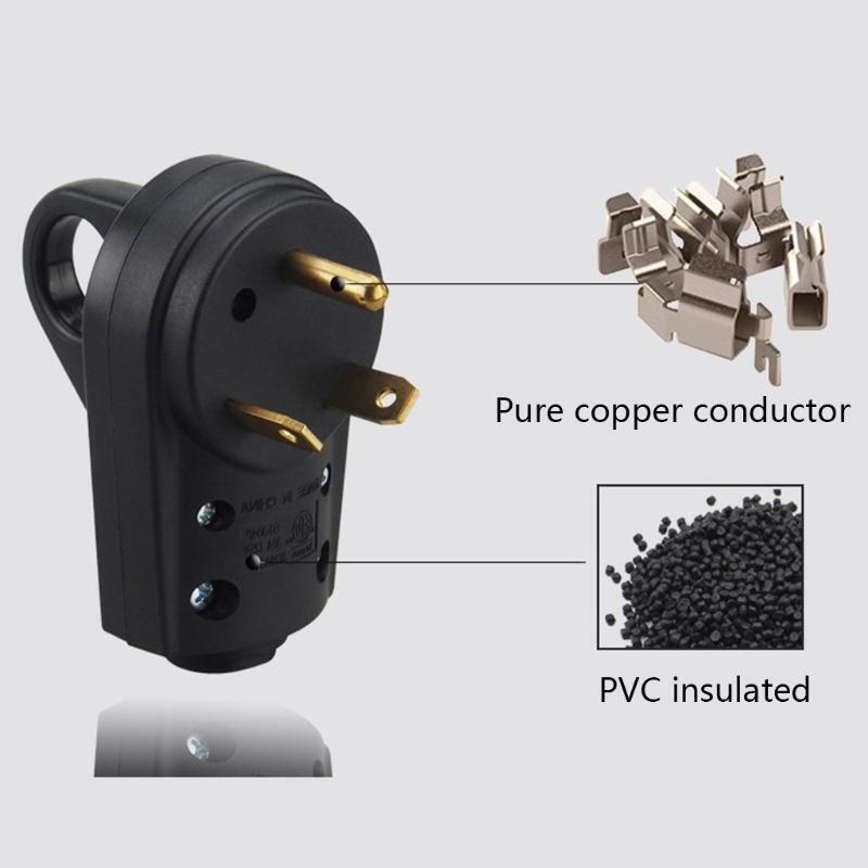 TT-30P RV Replacement Male Plug 125V 30 Amp with Disconnect Handle Black