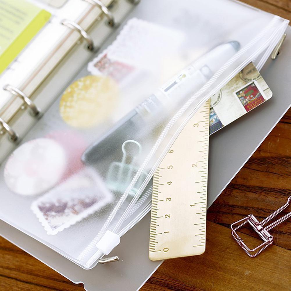 PVC A6 A7 Zipper Bag Card Bills Bags Loose Leaf Storage Holder Pockets (A5