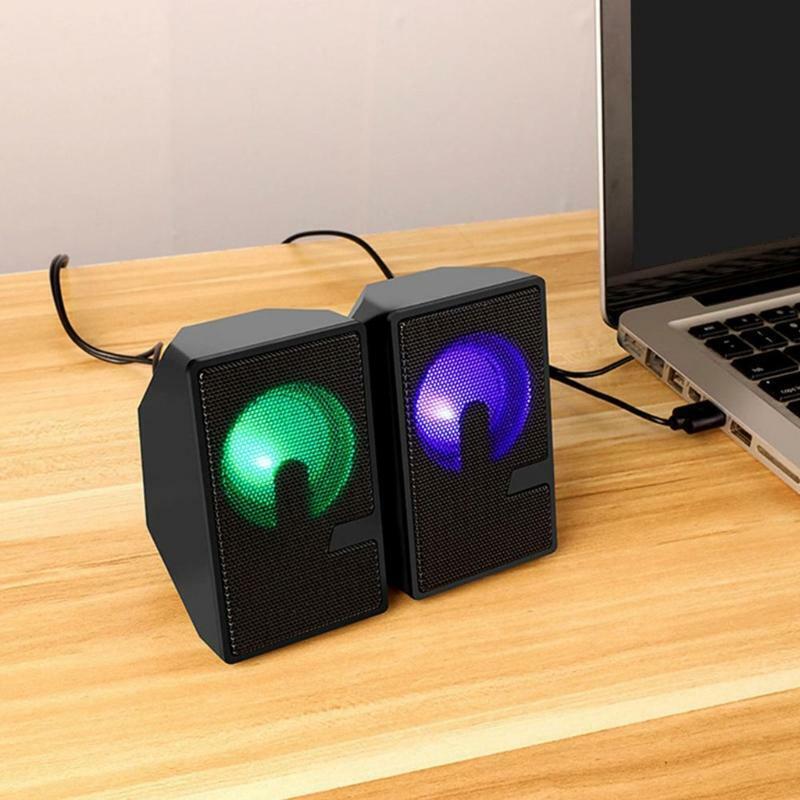 Speaker Small Kits Connect with Headphones Laptop PC RGB Colorful Lights
