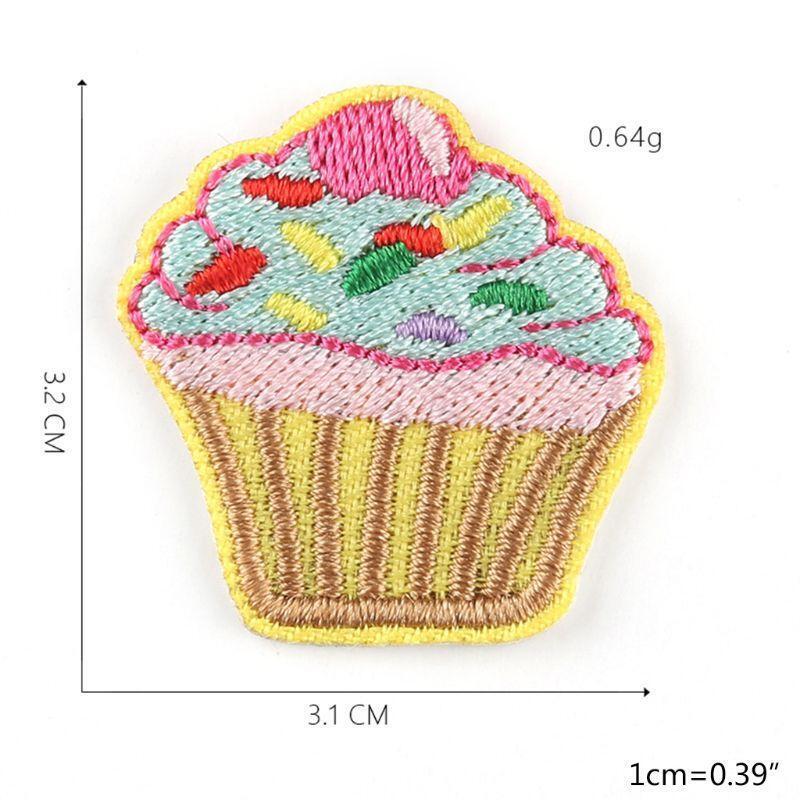 14Pcs Cartoon Cupcake DIY Decorative Patches Iron On Embroidery Sewing Applique