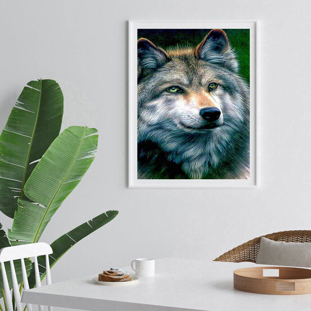 Color Wolf Animal Drawing DIY Full Round Diamond Painting Kit Room Decor