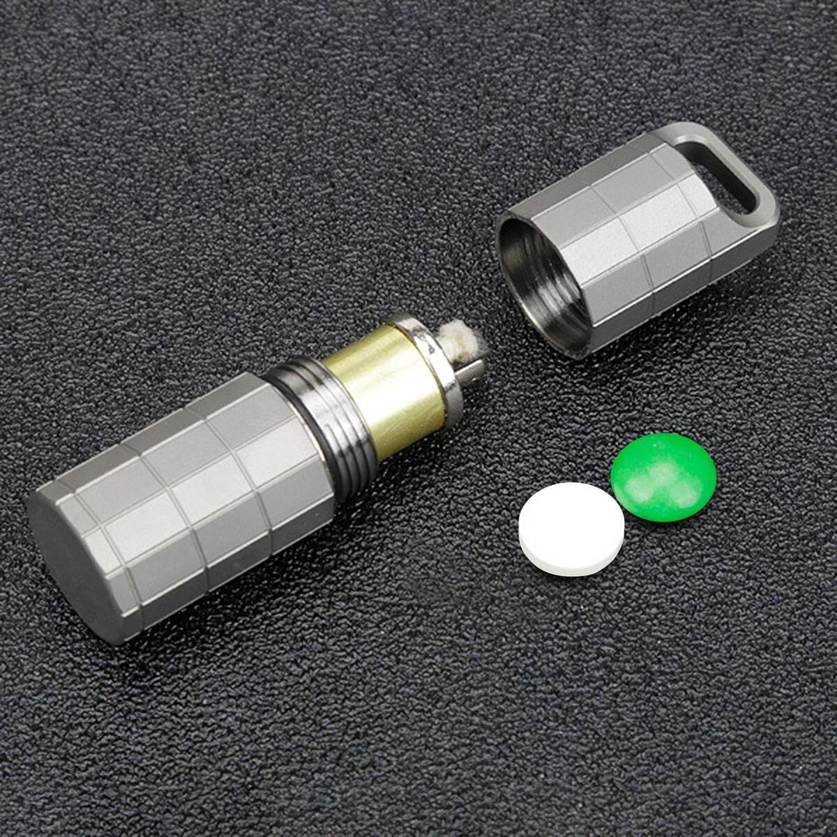 Pill Box Keychain Key Chain Emergency Moisture Proof Organizer for Camping