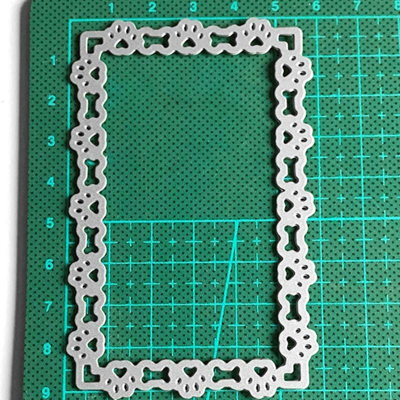 Rectangle Dog Paw Bone Metal Cutting Dies Stencil Scrapbooking DIY Album Stamp