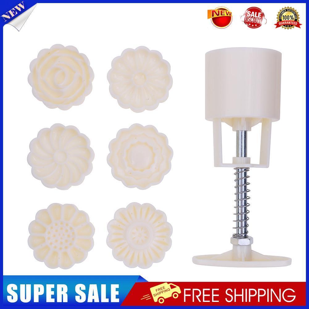 7pcs DIY Flowers Pattern Mooncake Pastry Cookie Mold Set Cake Baking Mould