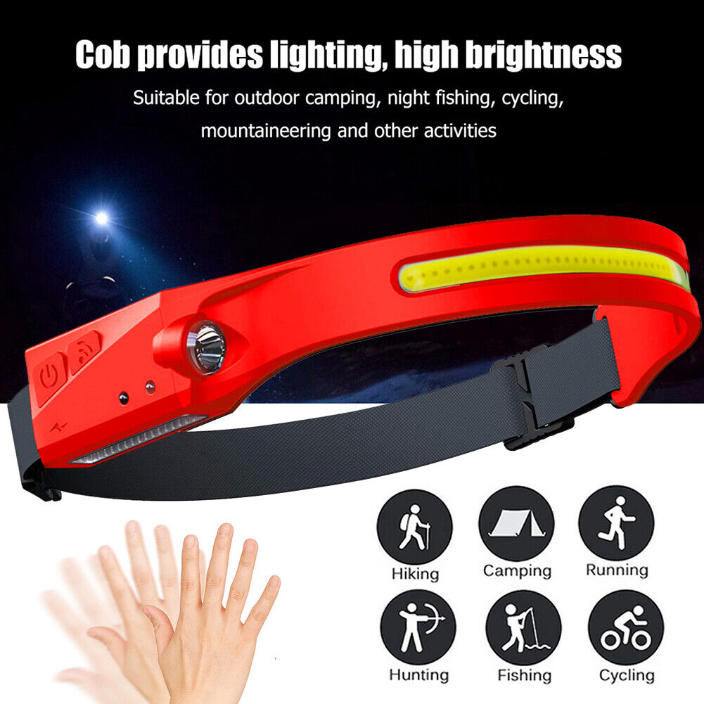 2pcs Waterproof LED Headlamp Outdoor Cycling Running Work Light (Black+Red)