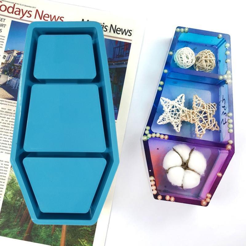 Halloween Coffin Box UV Crystal Epoxy Mold Casket Jewelry Holder Silicone Mould