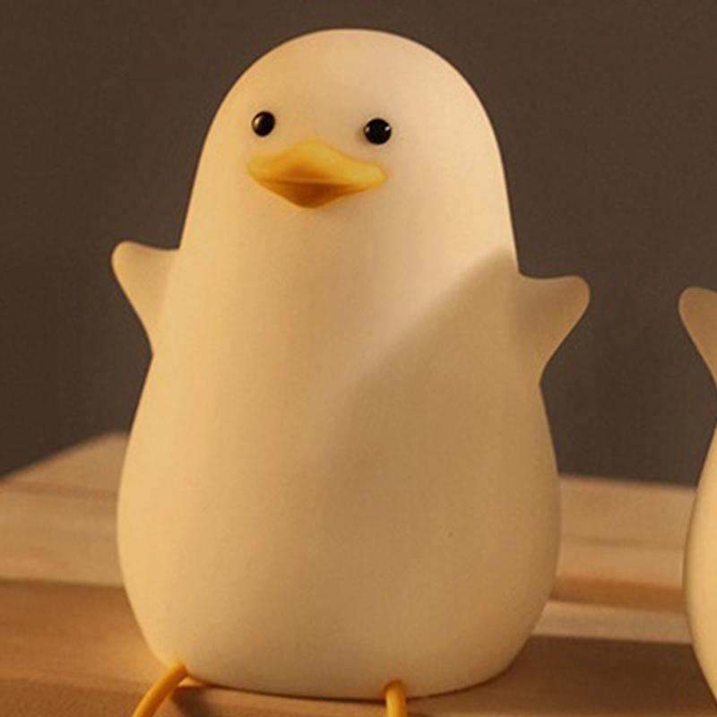 2 in1 Mini Duck Night Light with Mobile Phone Holder Cartoon Touch Lamp for Kids