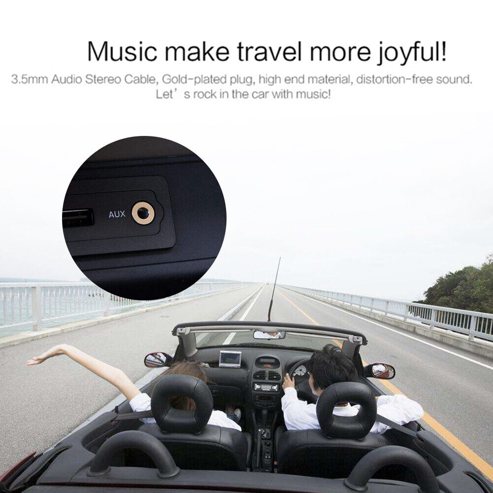 3.5 mm Stereo Jack Audio Cable 1/8 to 1/8 Male AUX Cord for Car Headphones