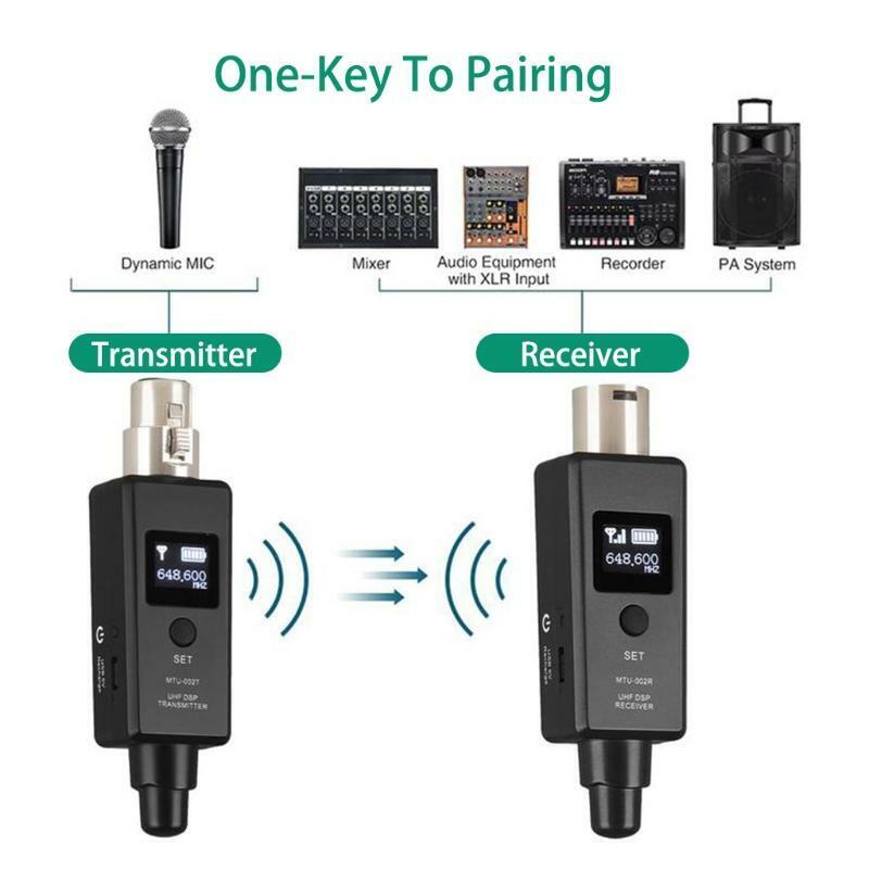 Wireless Microphone Adapter with Built in Rechargable Battery Free from Wiring