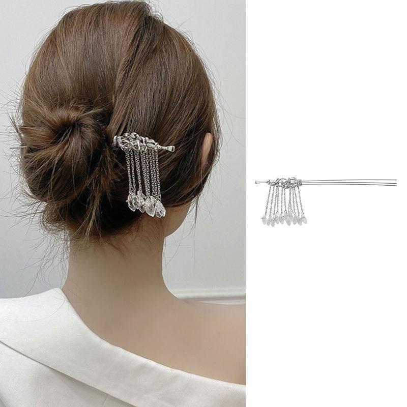 Elegant Leaf Shape Hair Pin Hair Fork Chinese Style Hair Pin for Long Hair