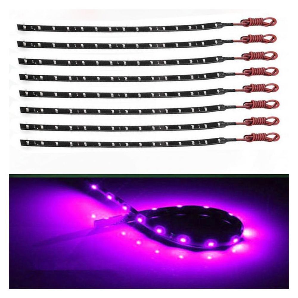 New Flexible Waterproof 30cm 15 LED SMD   DC 12V Car LED Light Strips Purple