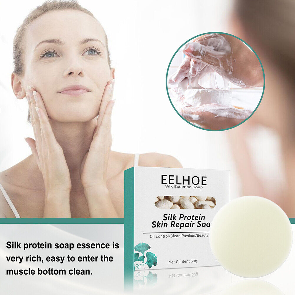 Silk Protein Soap Oil Control Face Deep Cleansing Pores Mites Acne Remover