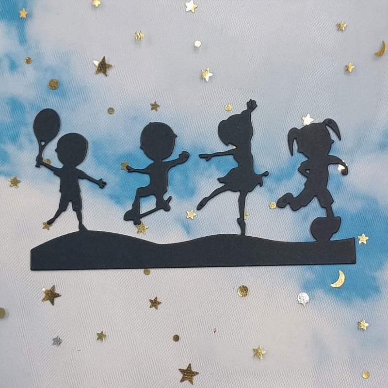 Kids Doing Sports Metal Cutting Dies Photo Album Family Together Party Diary