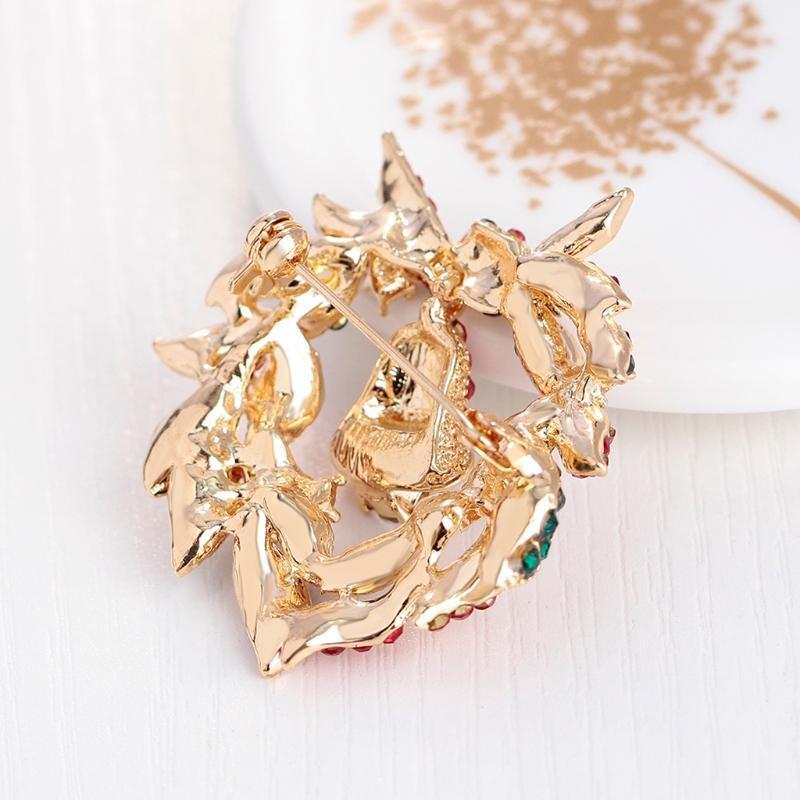 Christmas Brooch Pins Shiny Garland Bell Jewelry Fashion Women Gifts Decoration