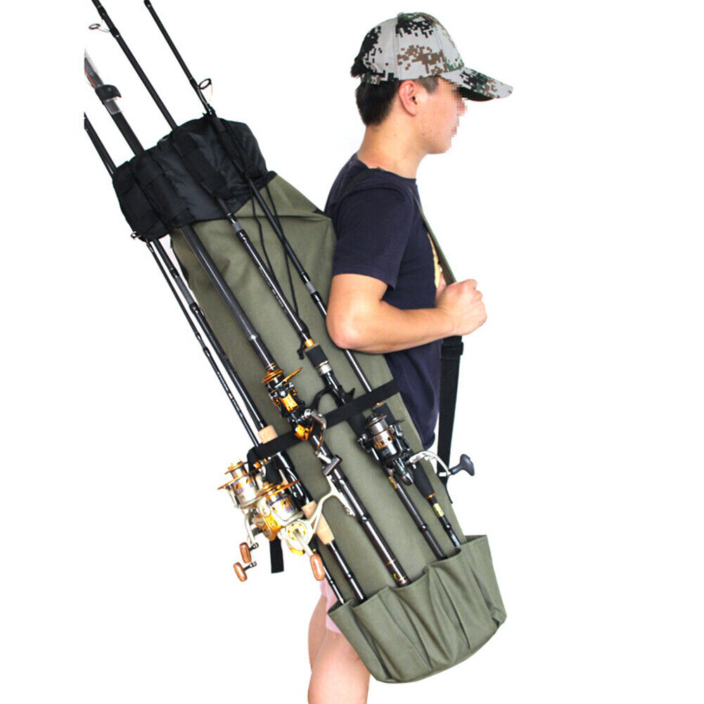 Fishing Rod Bag Oxford Cloth Reel Pole Tackle Storage Carrier Case (Green)