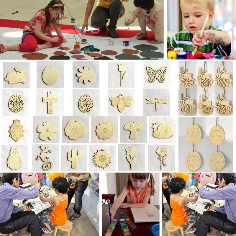 10PCS Dragonfly Easter Wooden Cute Pendant Wall Door Home Party Hanging Ornament