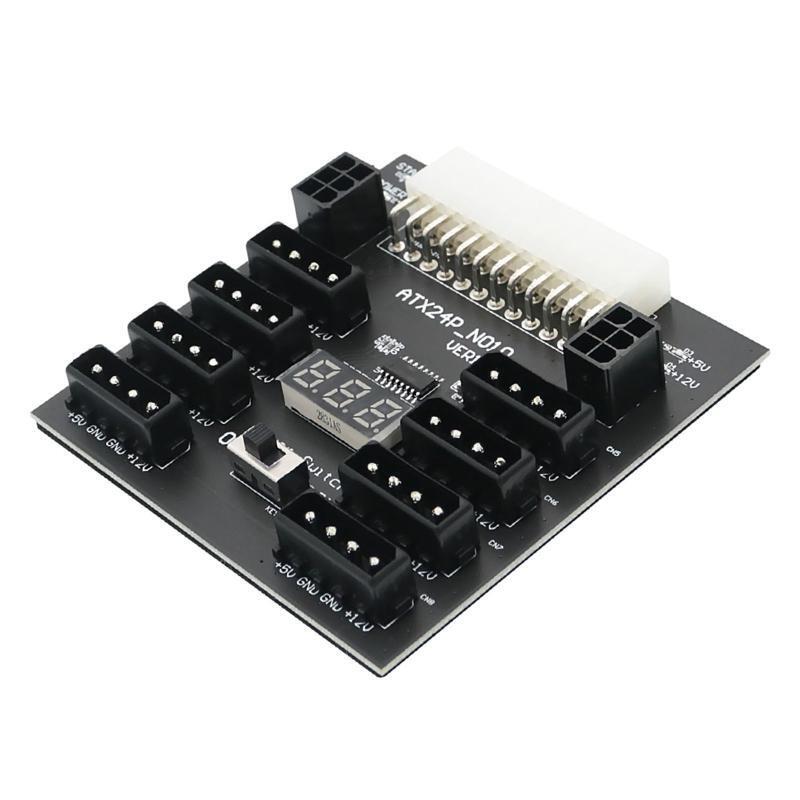 ATX 24Pin Power Supply Breakout Board to 8Port 4Pin+2Port 6Pin for Chia Mining