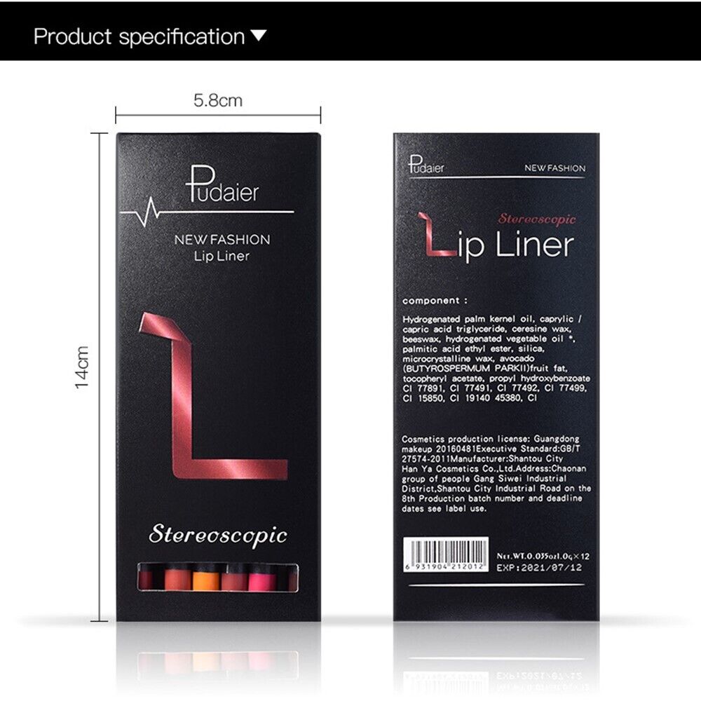 Waterproof Longlasting Beauty Lip Pen Lip Liner Pencil Set Matte Cosmetic