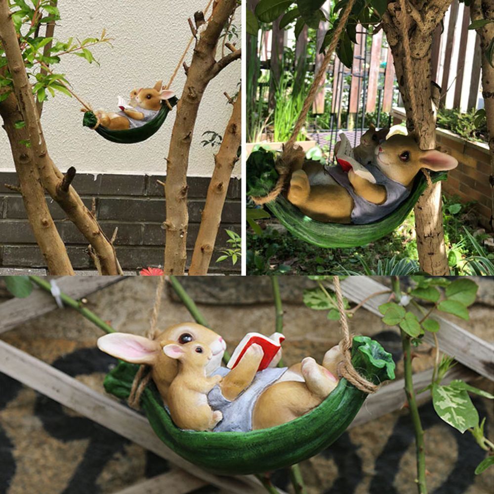 Ornament Rabbit Statue Swing Rabbit Garden Decoration Household Ornament