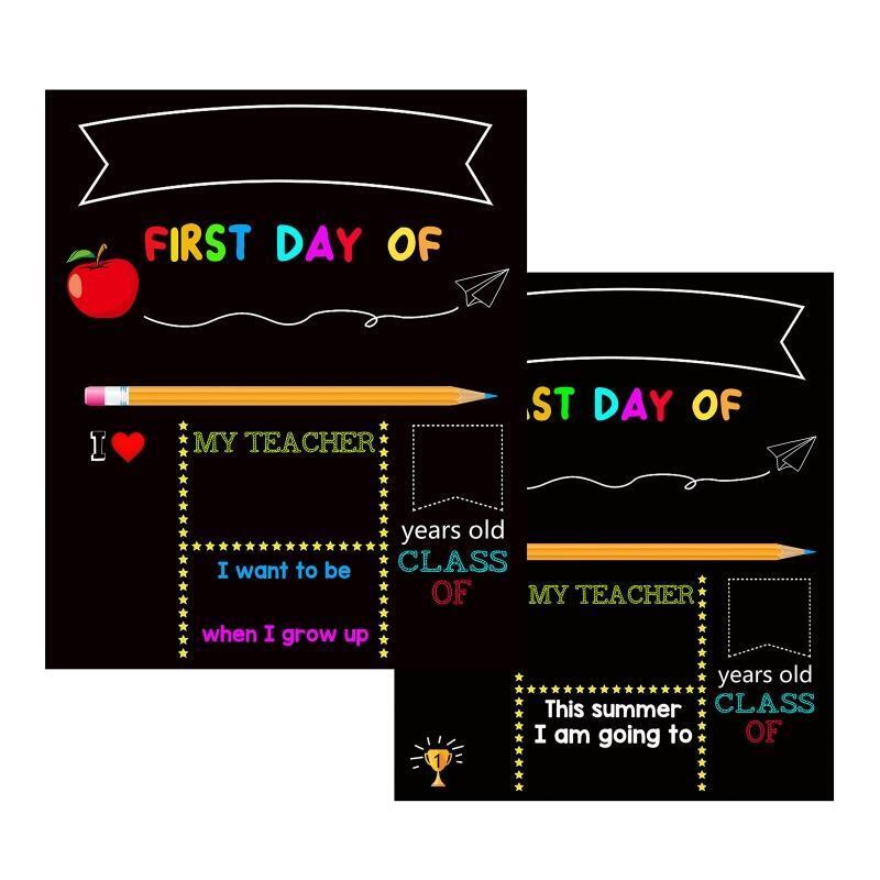First & Last Days of School Chalkboard for Kid Boy Girl 10x12 Inch Double Sided
