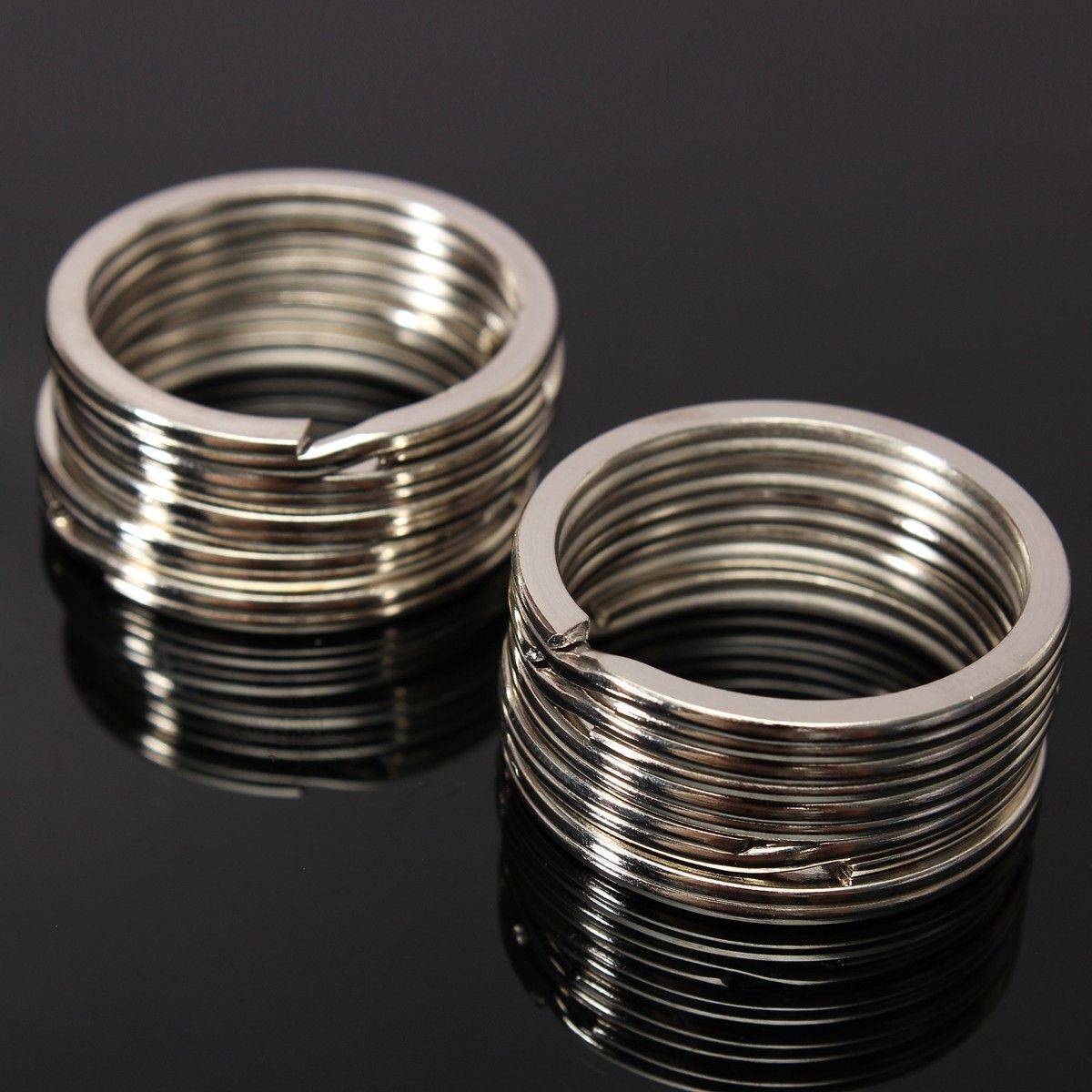 32mm Connectors Clasps Chain Loop Keychain Stainless Steel Split Key Ring
