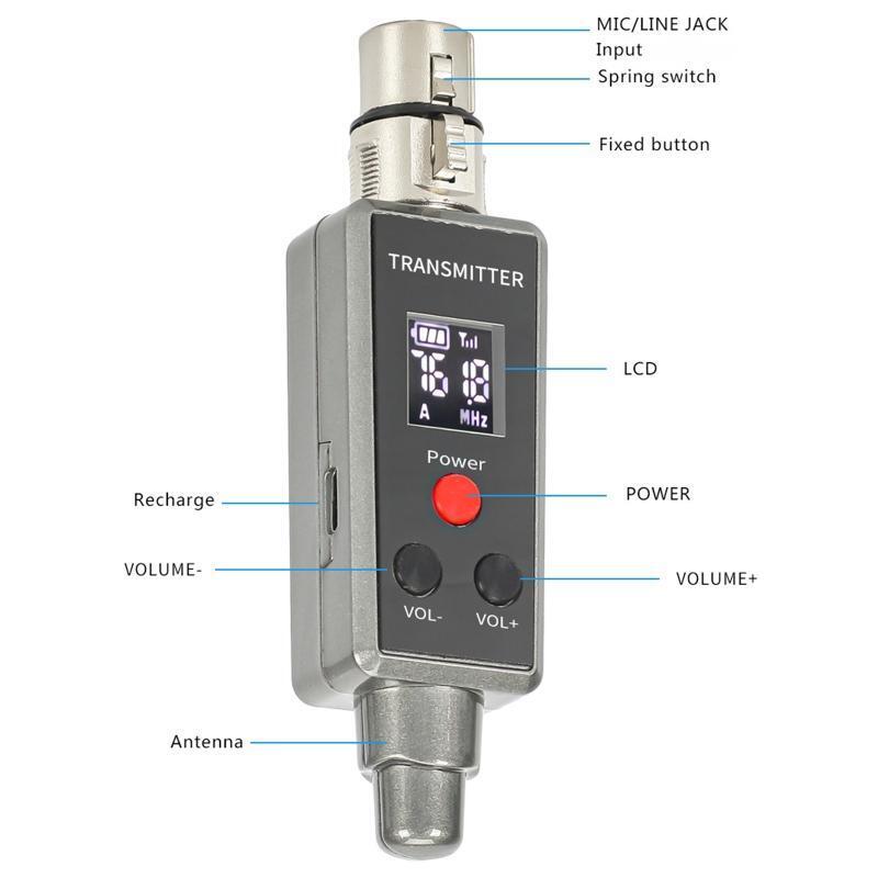 Plug-on Rechargeable Microphone Wireless System 2.4 Ghz for Dynamic Microphone