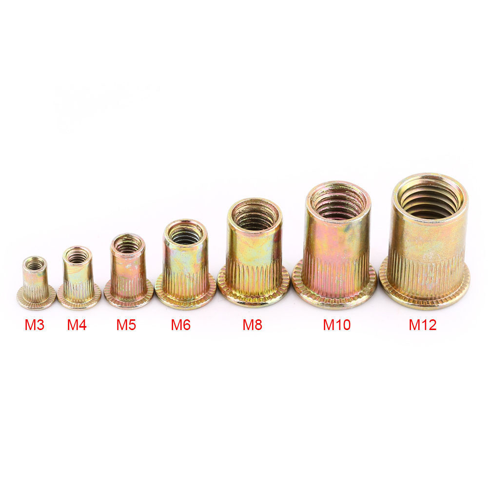 M3 Flat Head Metric Threaded Blind Rivet Nut Insert Rivnut Nutsert 100Pcs