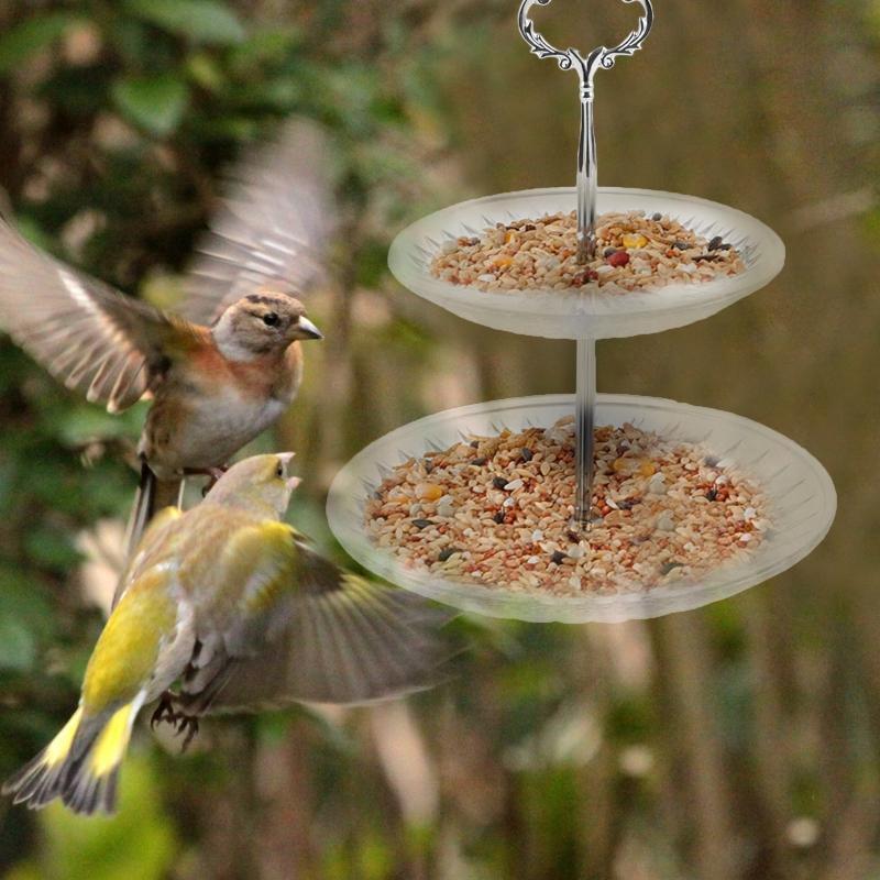 2 Tier Bird Feeders for Outside Wild Bird Seed for Feeder Hanging Tray with Hook