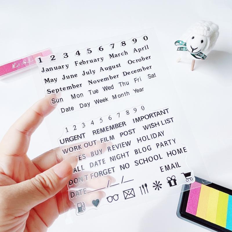 Words Calendar Clear Stamps Week Month January December Monday Sunday Numbers