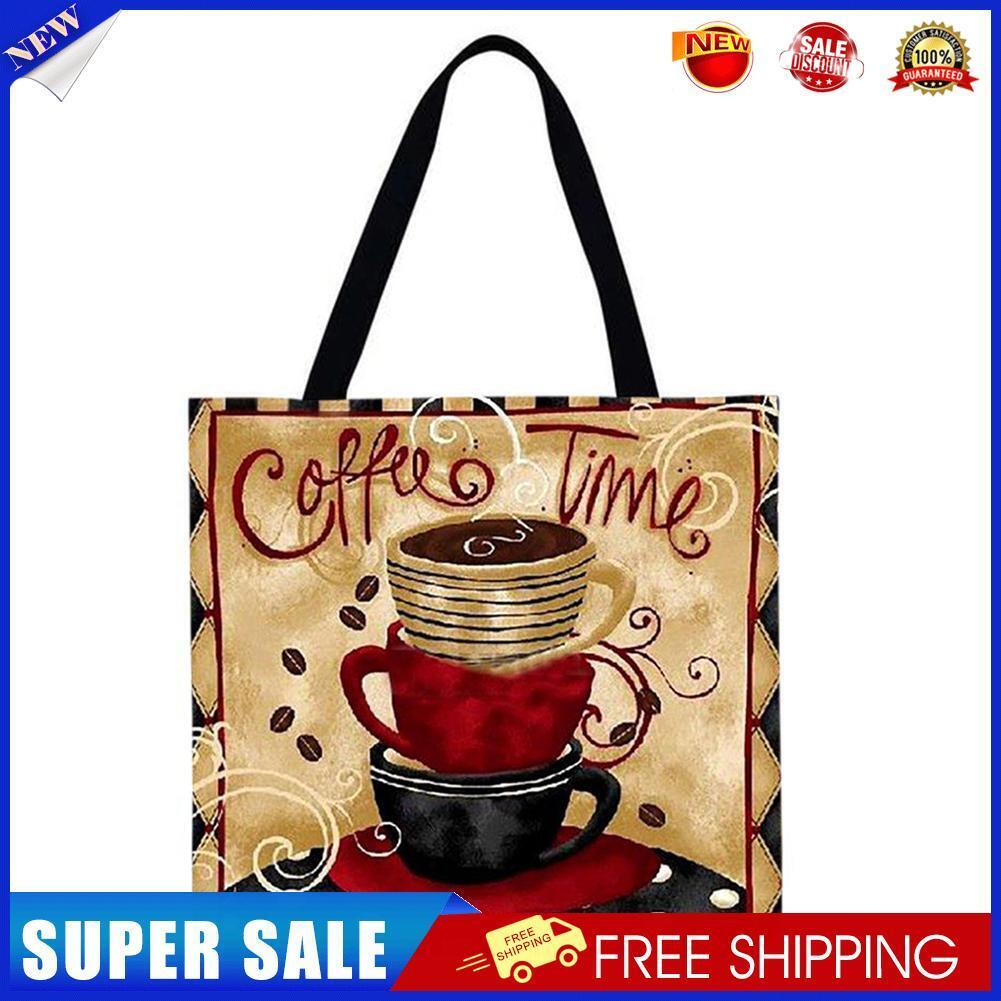 Coffee cup Printed Shoulder Shopping Bag Casual Large Tote Handbag 40*40CM