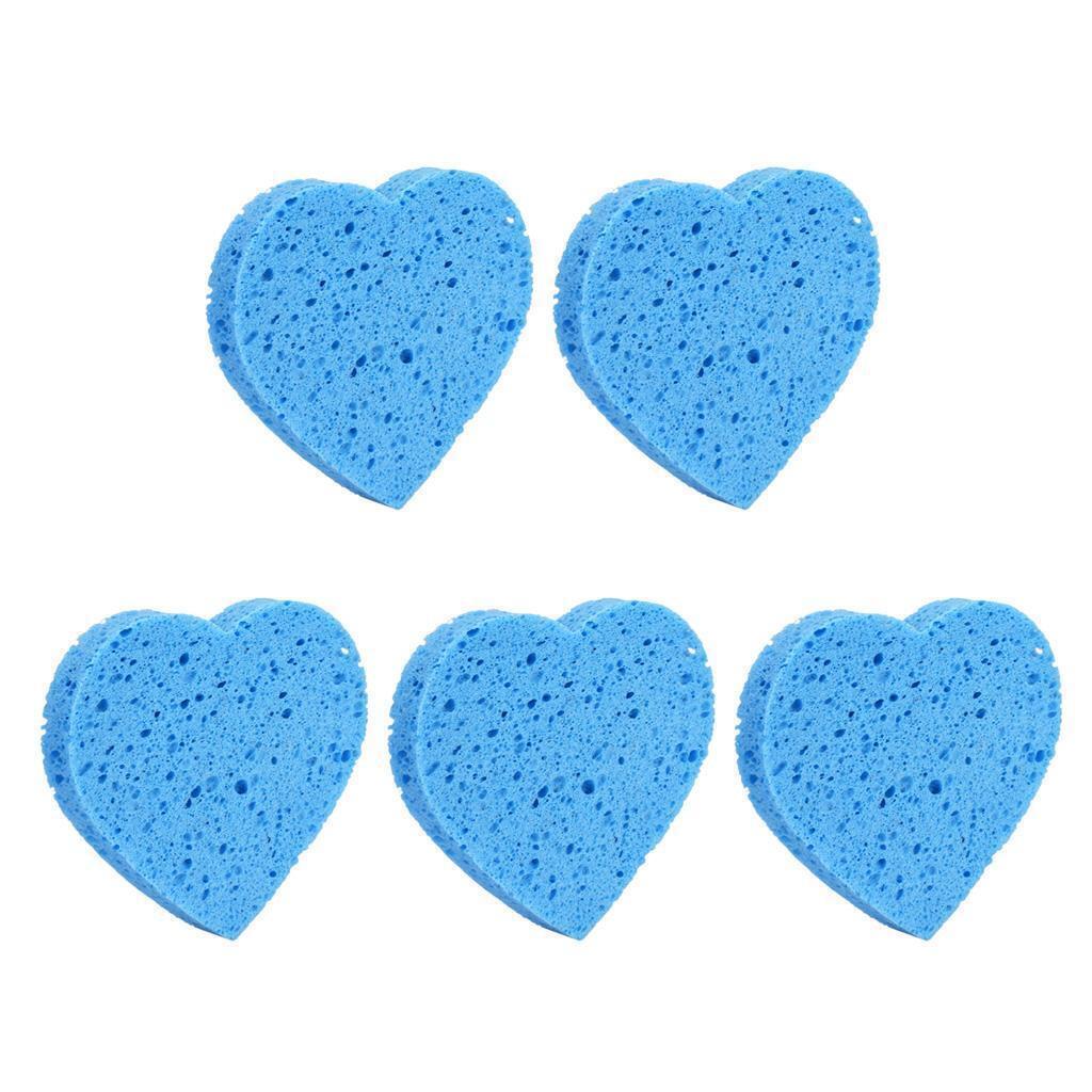 5x Heart Shape Face Cleansing Puff Cosmetic Removal Natural Cellulose Sponge