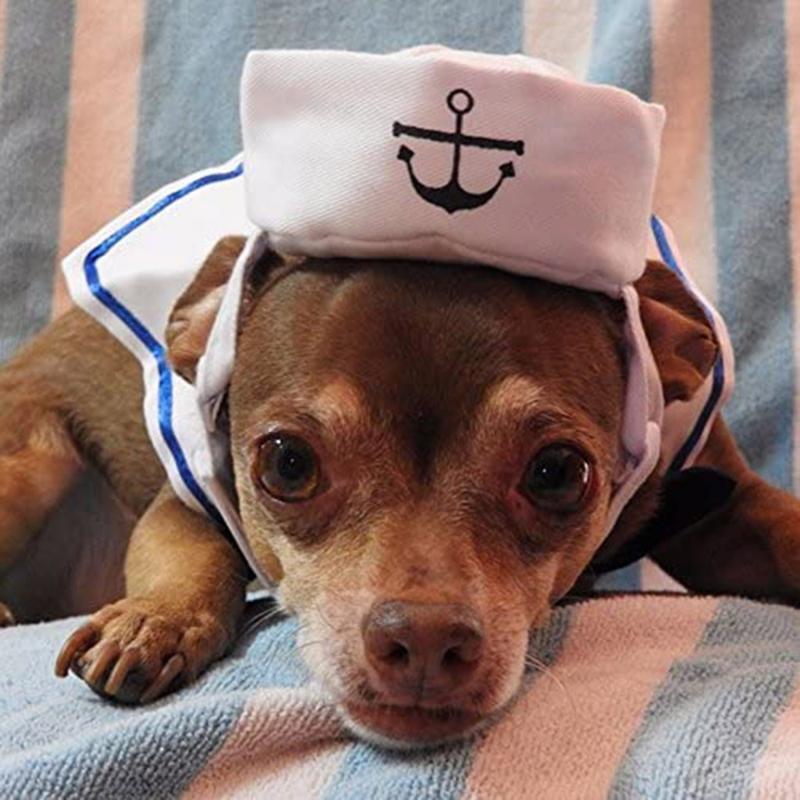 Pet Outfit Adjustable Dog Costume Cat Apparel Sailor-Suit Navy Hat with Shawl