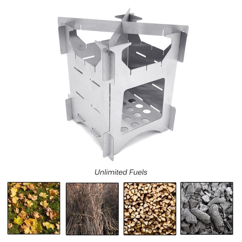 Camping Grill Outdoor Portable Cooking Tool Stainless Steel Wood Burner for Camp