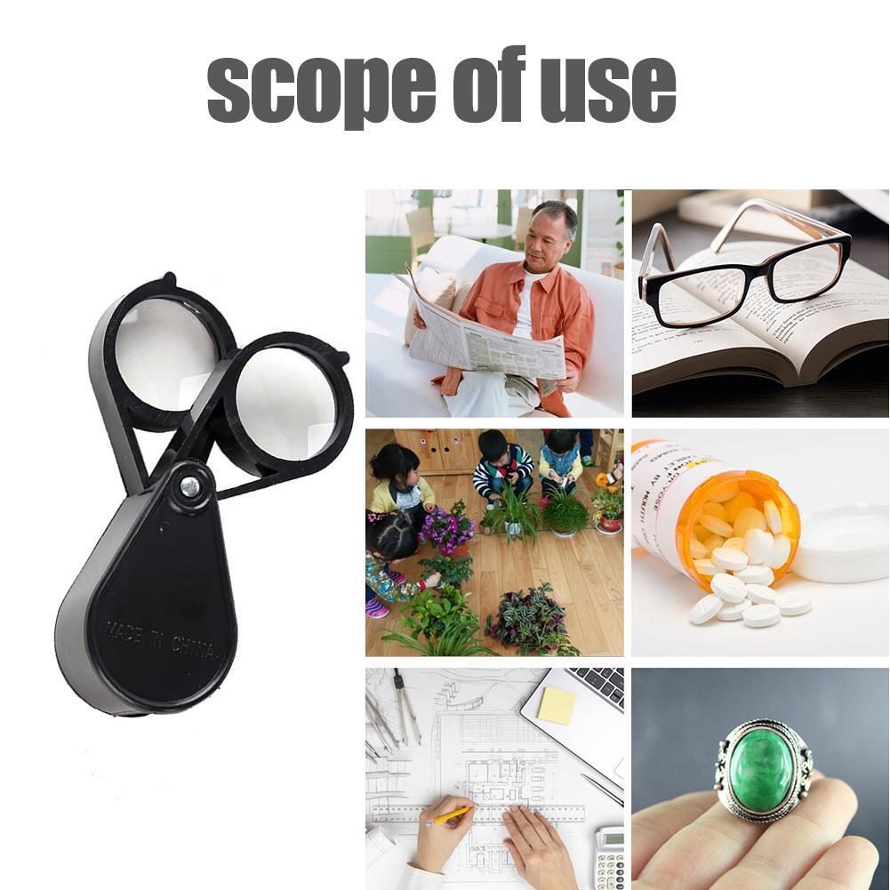 10X 30mm Double Open Folding Portable Jewelry Optical Glass Loupe Magnifier