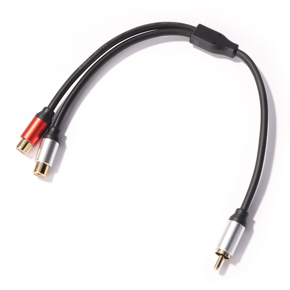 Metal 1 Male to 2-RCA Female Adapter Stereo Y Adapter Splitter Audio Cable