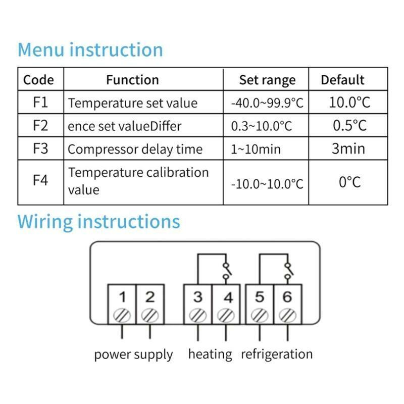 Digital Temperature Controller Thermostat 110-230VAC 2 Way Heating Cooling Ouput