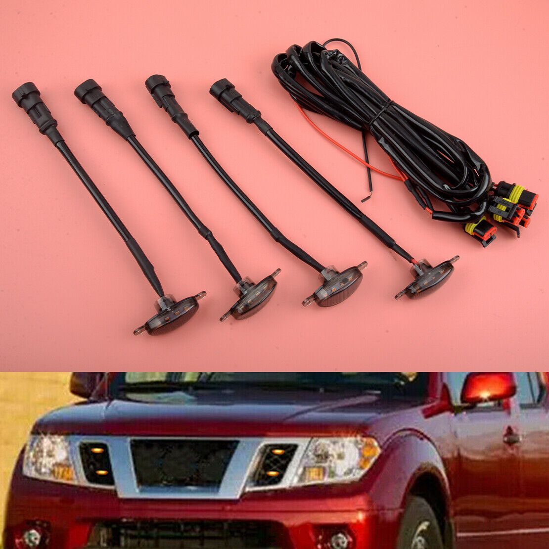 4pcs Front Grille Amber LED Raptor Lights Lamp Fit For Jeep Gladiator 2020-2021