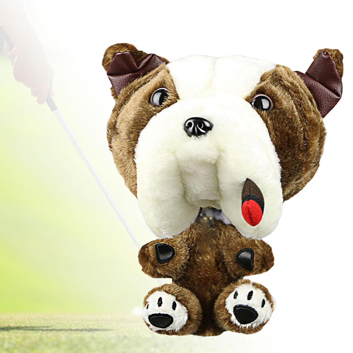 Funny Golf Club Head Cover Protection Plush Dog Shaped Golf Wood Headcover