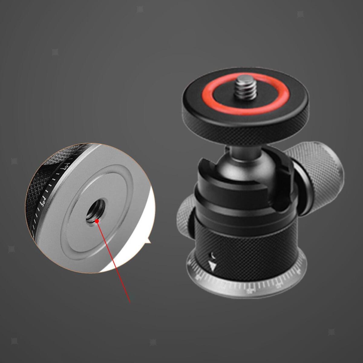 Mini Ball Head with 1/4" Screw 360 Degree Pan Adapter for Light Stand DSLR
