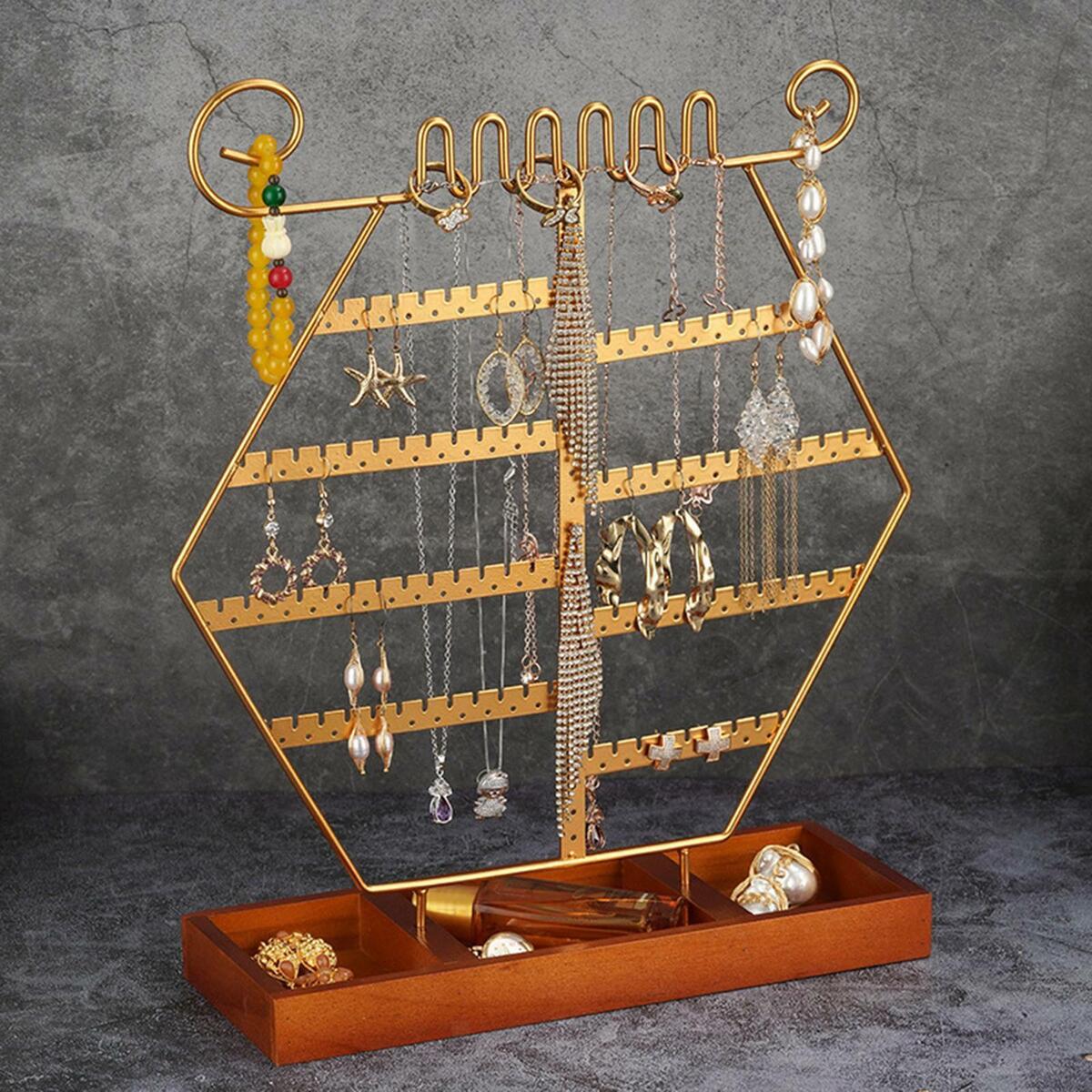 Jewelry Display Stand Nail Polish Chains Brooches with Jewelry Tray