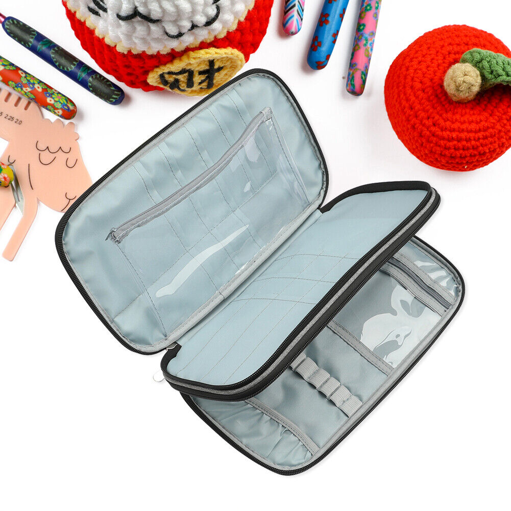 Yarns Crochet Sewing Tool Storage Bag DIY Knitting Needle Organizer (Grey)