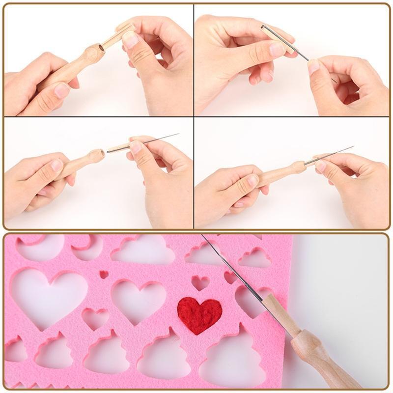 Felting Needles Sewing Needle Kit 20Pcs Wool Felt Pocked Needles with Handle