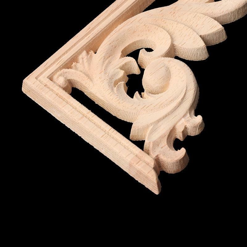 1Pair Wood Carved Corner Onlay Applique Frame Decor Furniture Craft Unpainted