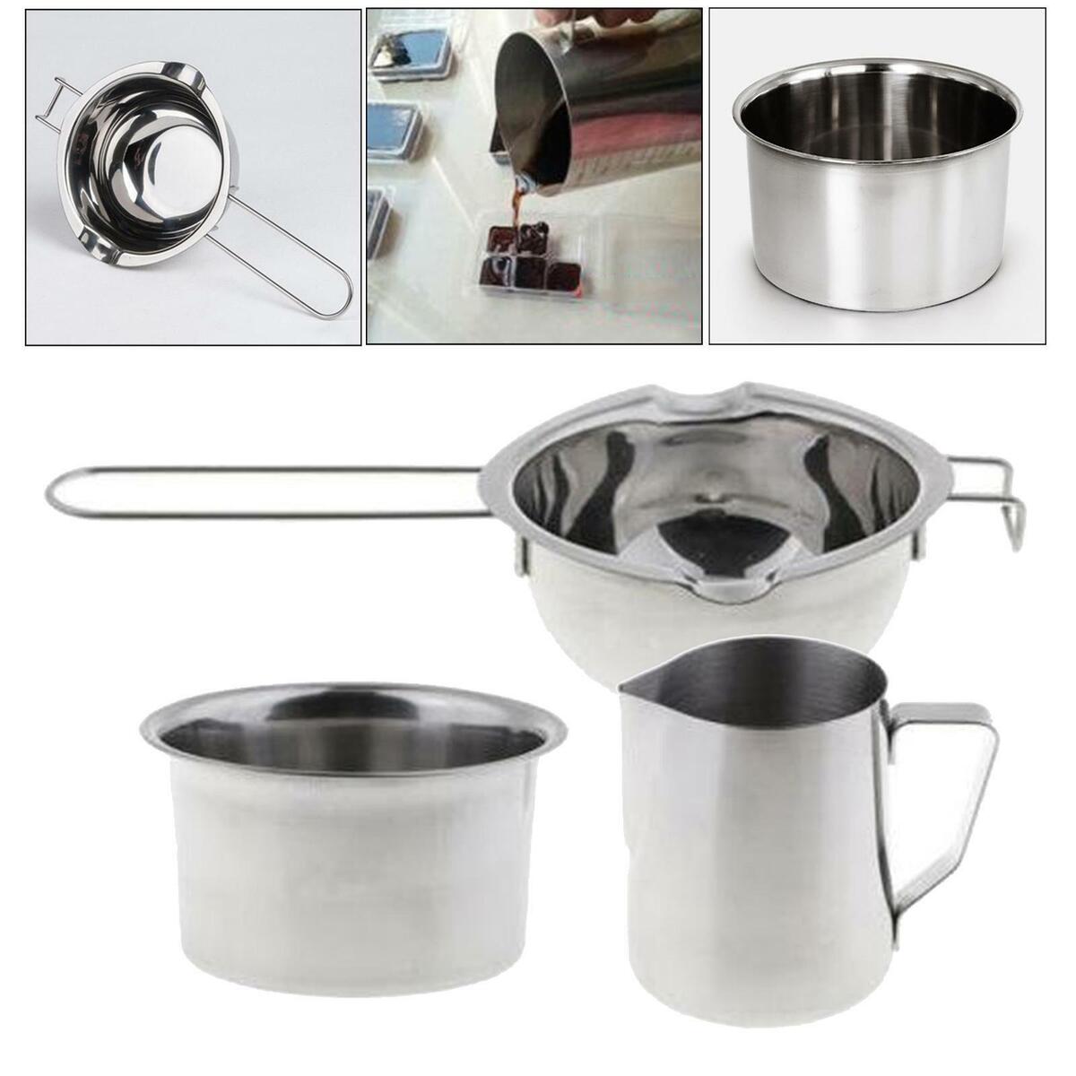 3 Stainless Steel Double Boiler Wax Melting Pot Candle Soap Making Pitcher 600ml