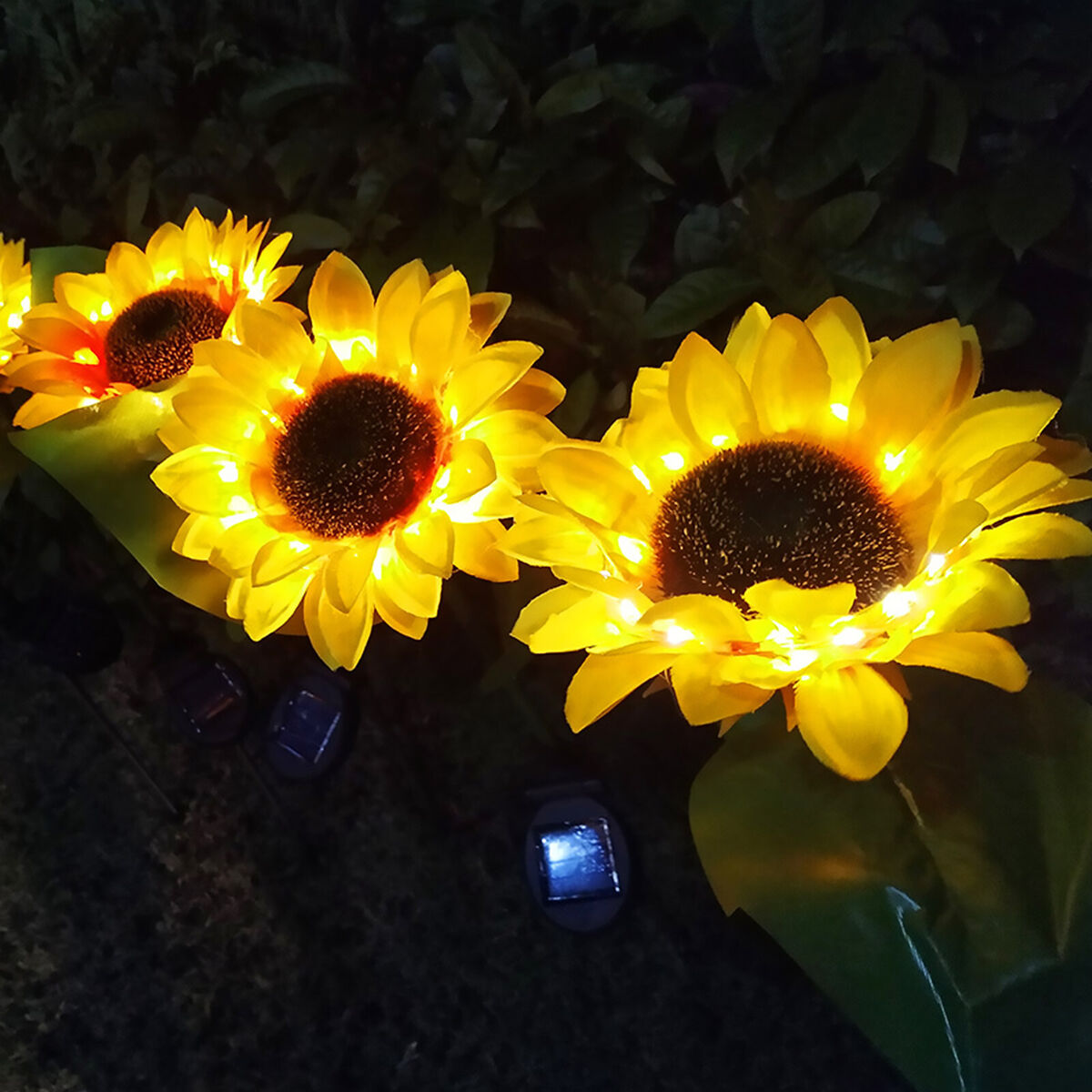 2 Packs Solar Sunflower Lights, Waterproof LED Garden Lamp, for Lawn, Yard