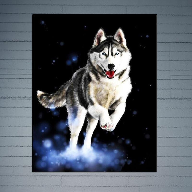 DIY Husky Oil Painting By Numbers Acrylic Drawing On Canvas Home Office Decor