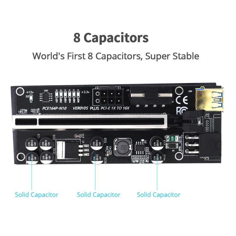 VER010S Plus PCI Express 1X to 16X Extension Adapter USB3.0 PCI-E Riser Card