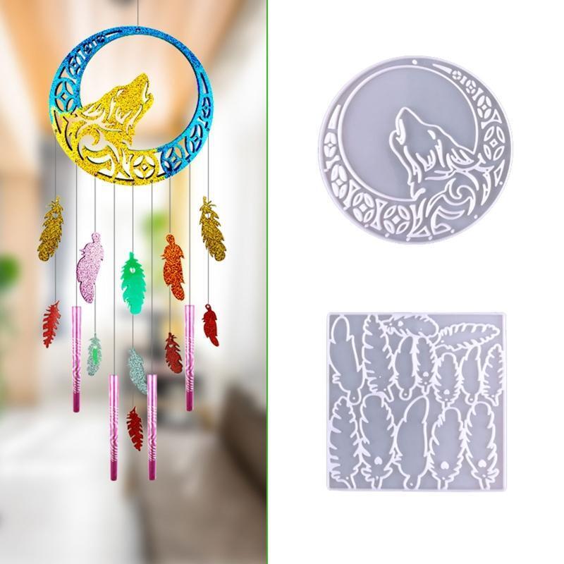Diy Wolf Wind Chime Crystal Decorative Mold Feather Pendant Wall Hanging Mold