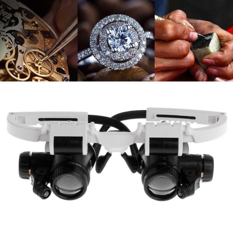 8X 23X Headband Magnifying Glas w/ 2 LED Lights Dual-Lens Eye Loupe Magnifier