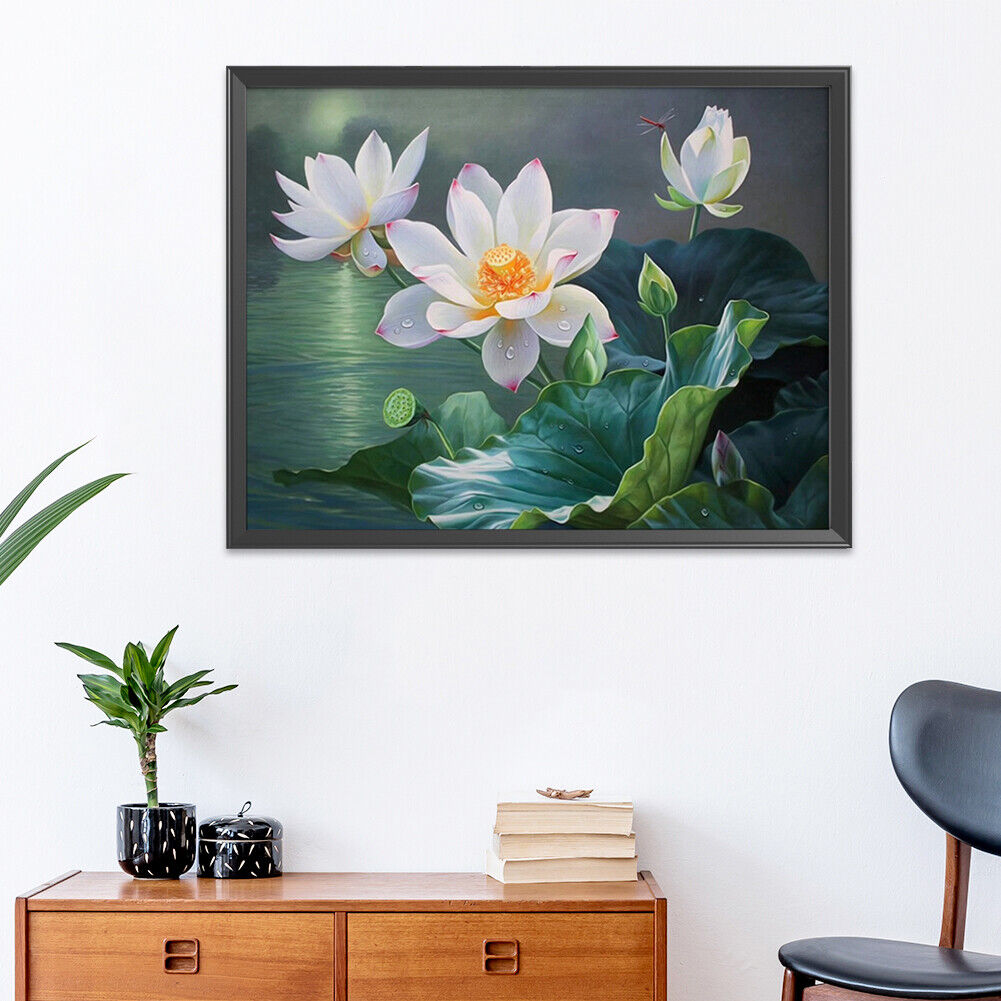 50x40cm DIY Cross Stitch Kit Lotus Flower Stamped 11CT Needlework (JL187 A)